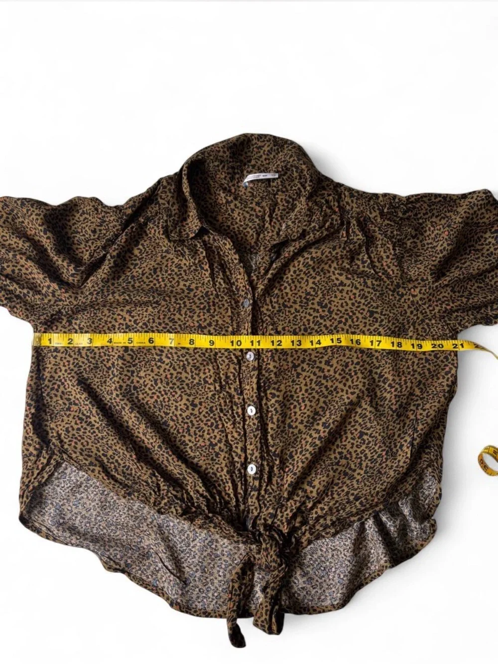 Free People Celia Tie-Front Blouse leopard print